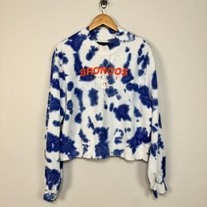 Denver Broncos Sweatshirt Women's XL Blue White Tie Dye NFL Football Crewneck